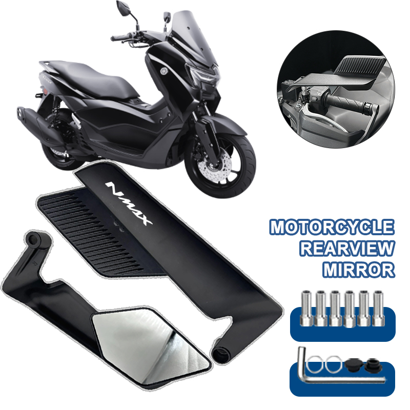 Nmax Tech Max Accessories - Pair Motorcycle Anti‑Vibration Rearview Mirror Anti‑Glare